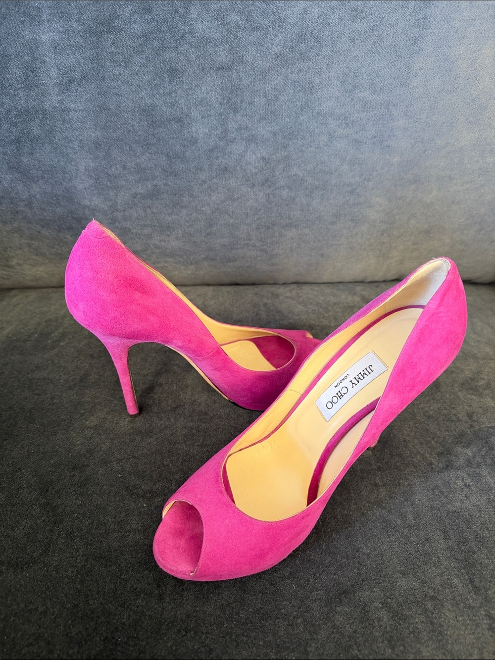 Jimmy Choo Magenta Suede Peep-toe 130mm (5in) Heels Sz US10 (EU41)